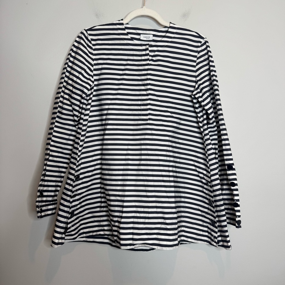 Akris Punto Striped Tunic Black White Size 6 Business Casual Office Professional